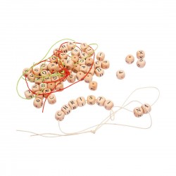 Small Foot Мъниста за нанизване, с букви, дървени, 1 х 1 cm, 300 броя - Материали за декорация