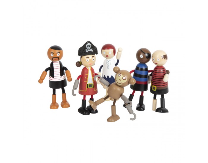 Small Foot Пиратски кукли, дървени, 6 броя