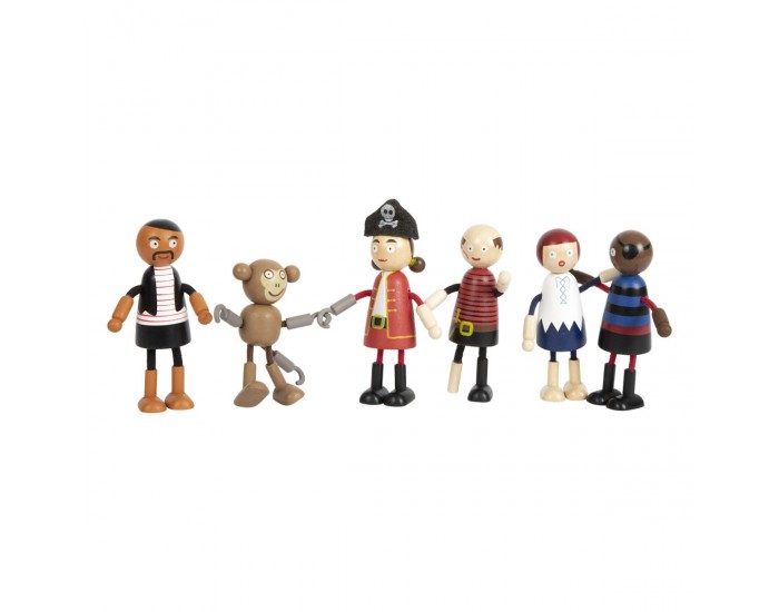 Small Foot Пиратски кукли, дървени, 6 броя