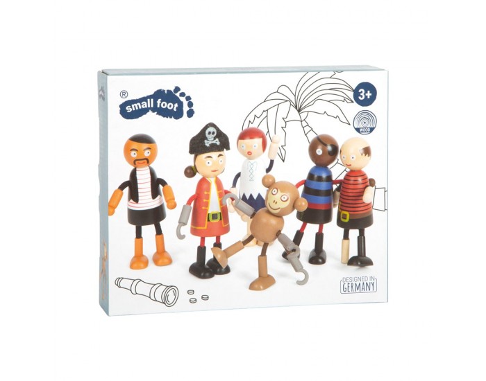 Small Foot Пиратски кукли, дървени, 6 броя