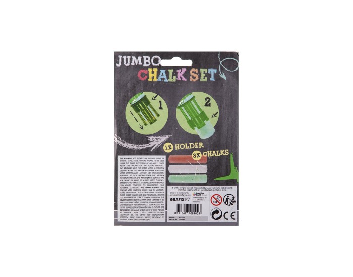 Moxy Държач за тебешири Jumbo, с включени 3 тебешира, в блистер, асорти