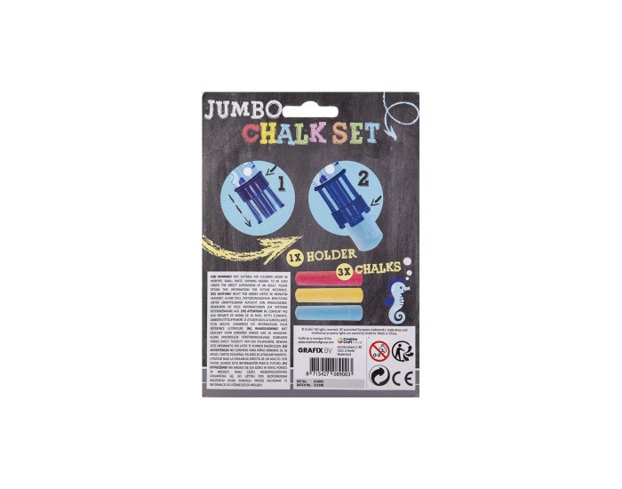 Moxy Държач за тебешири Jumbo, с включени 3 тебешира, в блистер, асорти