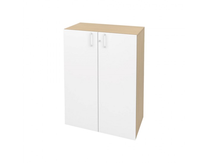 Шкаф Narbutas Choice, 800 x 420 x 1075 mm, ПДЧ 18 mm, корпус с избелен дъб, бели врати с бяла правоъгълна дръжка