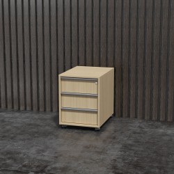 Контейнер за бюро Narbutas Nova A, 428 x 600 x 560 mm, ПДЧ, меламин избелен дъб, сива вградена дръжка - Narbutas