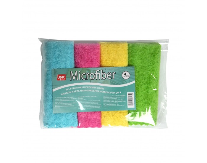Кърпа Unic Rainbow, микрофибърна, универсална, 30 x 30 cm, 4 броя