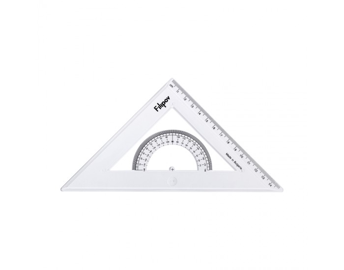 Filipov Триъгълник, правоъгълен, равнобедрен, с транспортир, 45 градуса, 15 cm
