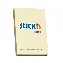 Stick'n Самозалепващи листчета, 76 x 51 mm, пастелни, жълти, 100 листа - Хартия и документи