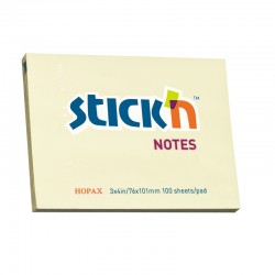 Stick'n Самозалепващи листчета, 76 x 101 mm, пастелни, жълти, 100 листа - Stick`n