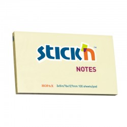 Stick'n Самозалепващи листчета, 76 x 127 mm, пастелни, жълти, 100 листа - Канцеларски материали