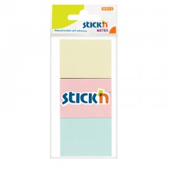 Stick'n Самозалепващи листчета, 38 x 51 mm, пастелни цветове, 100 листа, 3 броя - Stick`n