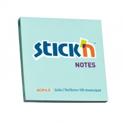 Stick'n Самозалепващи листчета, 76 x 76 mm, пастелни, сини, 100 листа - Хартия и документи