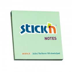 Stick'n Самозалепващи листчета, 76 x 76 mm, пастелни, зелени, 100 листа - Stick`n