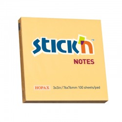 Stick'n Самозалепващи листчета, 76 x 76 mm, пастелни, оранжеви, 100 листа - Stick`n