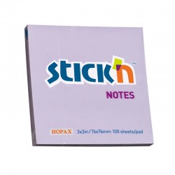 Stick'n Самозалепващи листчета, 76 x 76 mm, пастелни, виолетови, 100 листа - Хартия и документи