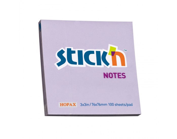 Stick'n Самозалепващи листчета, 76 x 76 mm, пастелни, виолетови, 100 листа
