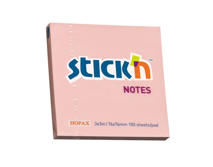 Stick'n Самозалепващи листчета, 76 x 76 mm, пастелни, розови, 100 листа