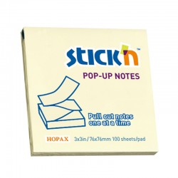 Stick'n Самозалепващи листчета Zig-Zag, 76 x 76 mm, пастелни, жълти, 100 листа - Канцеларски материали