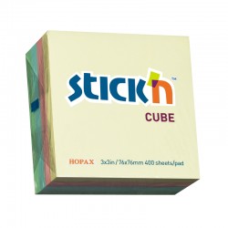 Stick'n Самозалепващи листчета, 76 x 76 mm, пастелни, 4 цвята, 400 листа - Хартия и документи