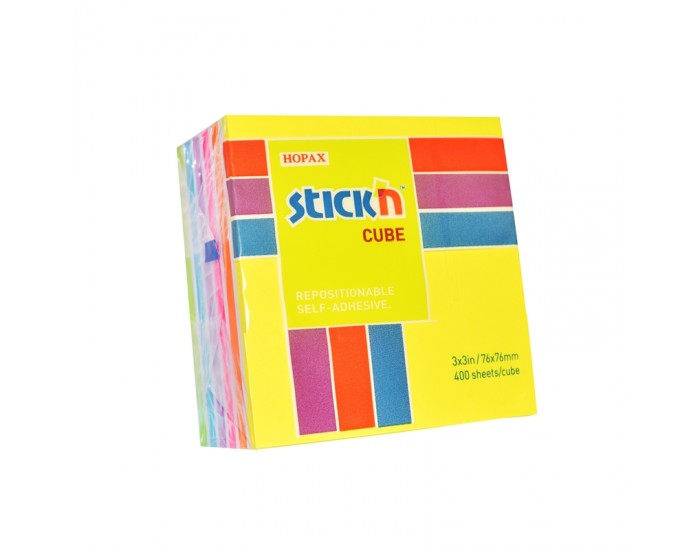 Stick'n Самозалепващи листчета Rainbow, 76 x 76 mm, неонови, 400 листа