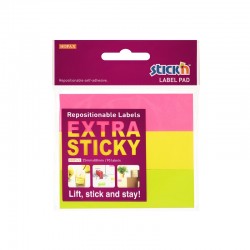 Stick'n Самозалепващи листчета, тип етикет, 25 x 88 mm, неонови, 3 цвята, 90 листа - Хартия и документи