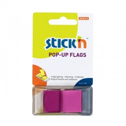 Stick'n Самозалепващи индекси, PVC, 45 x 25 mm, лилави, 50 броя - Stick`n