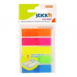 Stick'n Самозалепващи индекси, PVC, 45 x 12 mm, 5 цвята, 100 броя - Stick`n