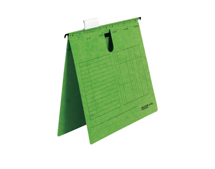 Falken Папка за картотека, L-образна, зелена, 5 броя