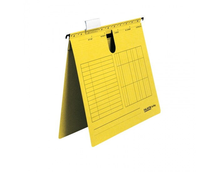 Falken Папка за картотека, L-образна, жълта, 5 броя