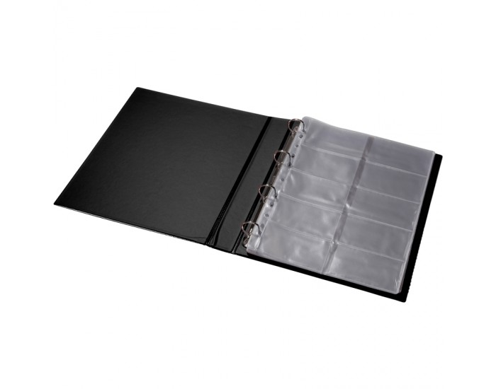 Panta Plast Визитник, с рингове, A4, за 240 визитки, черен