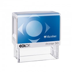 Colop Печат Printer 50 Microban, антибактериален, правоъгълен, 30 x 69 mm, син - Канцеларски материали