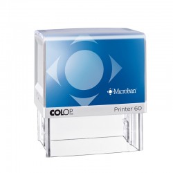 Colop Печат Printer 60 Microban, антибактериален, правоъгълен, 37 x 76 mm, син - Канцеларски материали