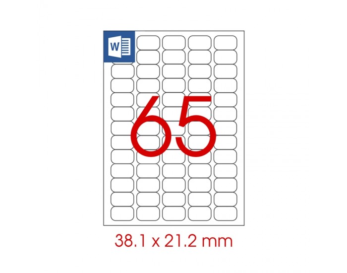 Tanex Самозалепващи етикети, A4, 38.1 x 21.2 mm, прозрачни, 25 листа