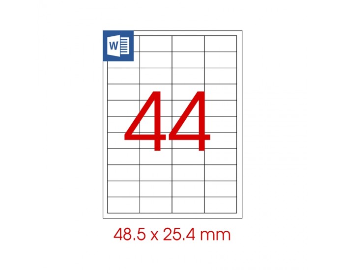 Tanex Самозалепващи се етикети, A4, 48.5 x 25.4 mm, прозрачни, 25 листа