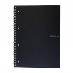 Fabriano Тетрадка, A4, широки редове, офсетова хартия, метална спирала, мека корица, 70 листа, черна - Fabriano