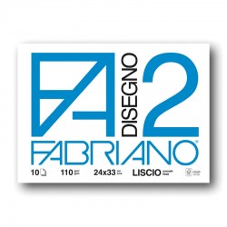 Fabriano Скицник за рисуване Disegno 2, 24 x 33 cm, 110 g/m2, гладък, подлепен, мека корица, 10 листа - Fabriano