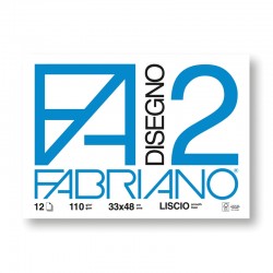 Fabriano Блок за рисуване Disegno 2, 33 x 48 cm, 110 g/m2, гладък, подлепен, 12 листа - Fabriano