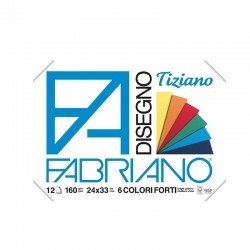 Fabriano Блок за рисуване Tiziano, 24 x 33 cm, 160 g/m2, наситени цветове, грапав, с ъгли, 6 цвята, 12 листа - Fabriano