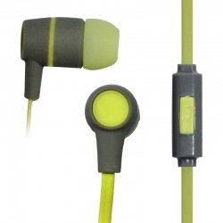 Vakoss Слушалки, с тапи, за поставяне в ушите, с микрофон, с плосък кабел, електриковозелени - Vakoss
