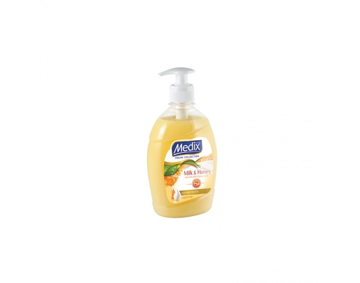 Medix Течен сапун Cream Collection Milk & Honey, с помпа, 400 ml, оранжев