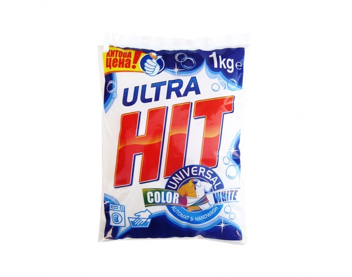 Ultra Hit Перилен препарат, прах, универсален, за бяло и цветно пране, 1 kg