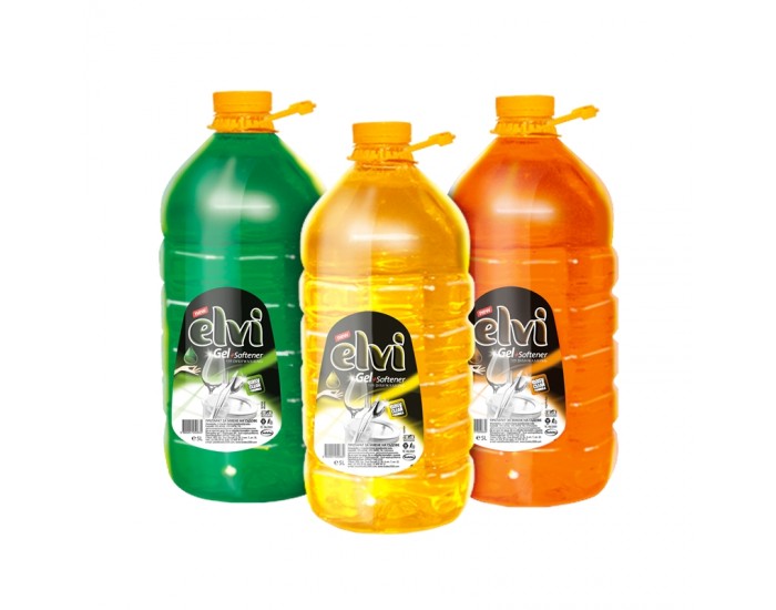 Elvi Препарат за миене на съдове Gel + Softener, лимон, 5 L