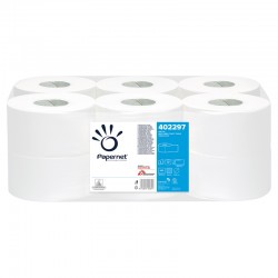 Papernet Тоалетна хартия Mini Jumbo, двупластова, целулозна, 450 g, 12 броя - Продукти за баня и WC