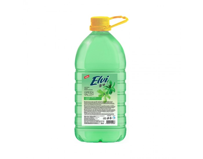 Elvi Течен сапун, билкови листа, 5 L, зелен