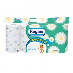 Regina Тоалетна хартия Camomilla, целулоза, трипластова, 150 къса, 8 броя - Regina
