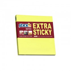 Stick'n Самозалепващи листчета Extra Sticky, 76 x 76 mm, неонови, жълти, 100 листа - Хартия и документи