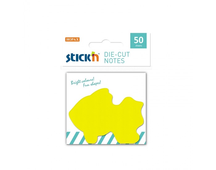Stick'n Самозалепващи листчета Риба, 50 x 70 mm, жълти, 50 листа