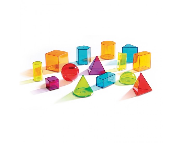 Learning Resources Прозрачни геометрични фигури, цветни, 14 броя