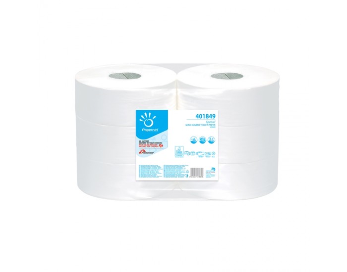 Papernet Тоалетна хартия, джъмбо, целулоза, двупластова, 1 kg, 6 броя