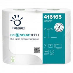Papernet Тоалетна хартия, Dissolvetech, целулоза, еднопластова, 850 къса, 4 броя - Продукти за баня и WC