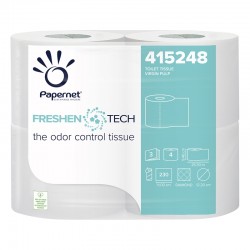 Papernet Тоалетна хартия, Freshen Tech, целулоза, трипластова, 230 къса, 4 броя - Продукти за баня и WC